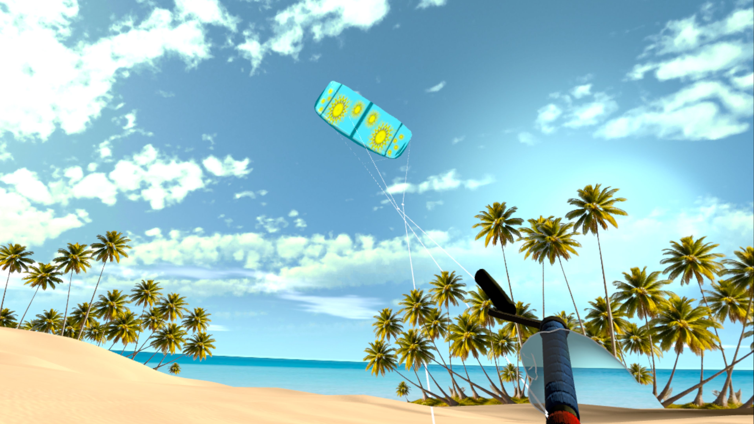 Hand tracking kiteboarding practice on Meta Quest