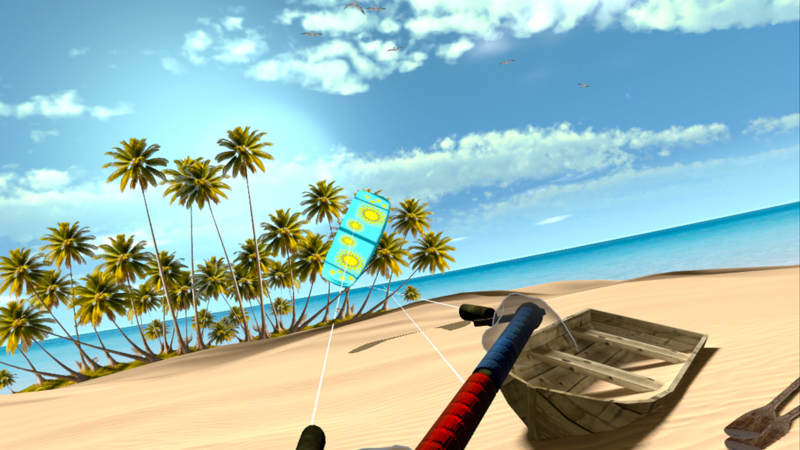 Kite flying simulator with realistic wind dynamics